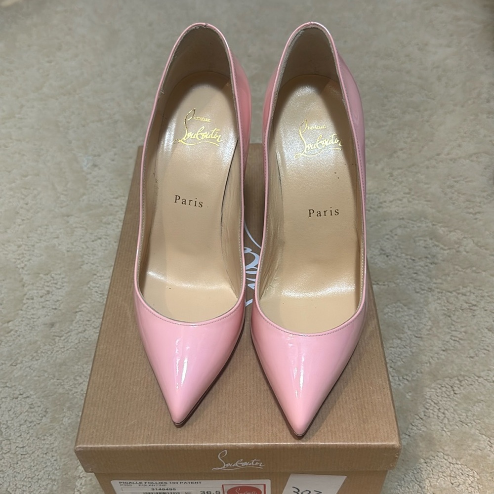 Christian Louboutin pink Pigalle Follies Patent pump